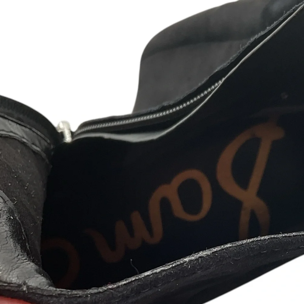 Sam‎ Edelman black Wilson Boot Size 8.5 Wedge Heel Black Suede Bootie Almond Toe